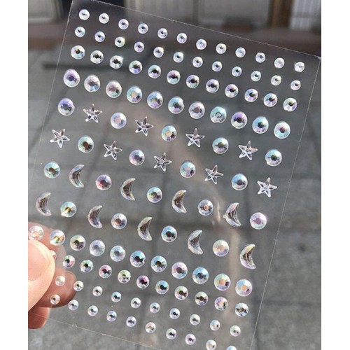 Women girls stage performanace cosplay Moon stickers for face diamond face bright laser round diamond stickers nail art eye tail stickers photo styling